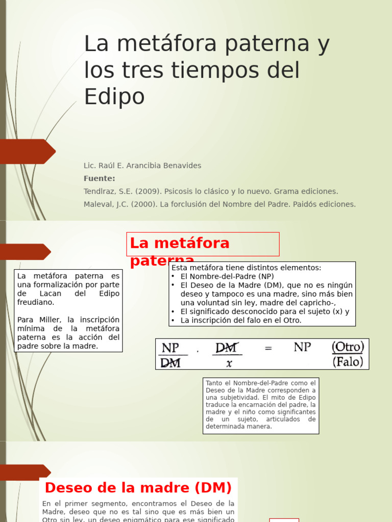 Metáfora Paterna y Edipo en Lacan | PDF | Jacques Lacan | Complejo de Edipo