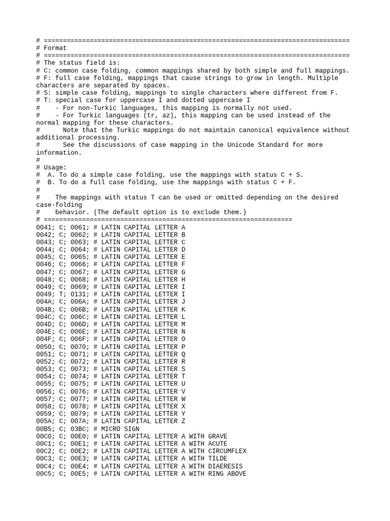 Unicode Case Folding Mappings Guide | PDF | Graphemes | Greek Alphabet