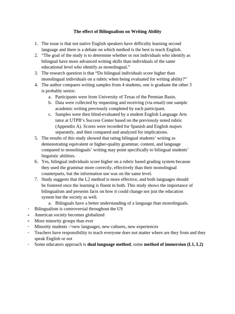 The Effect of Bilingualism On Writing Ability | PDF | Multilingualism ...