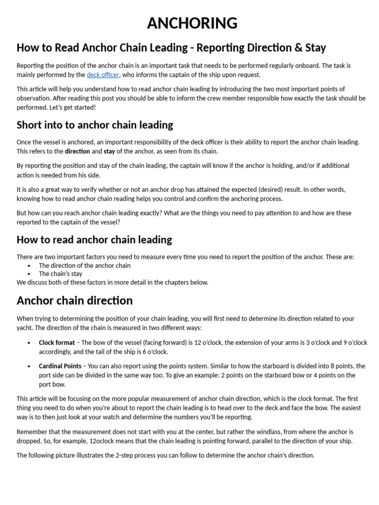 Understanding Anchor Chain Leading Reports | PDF | Anchor | Shipping