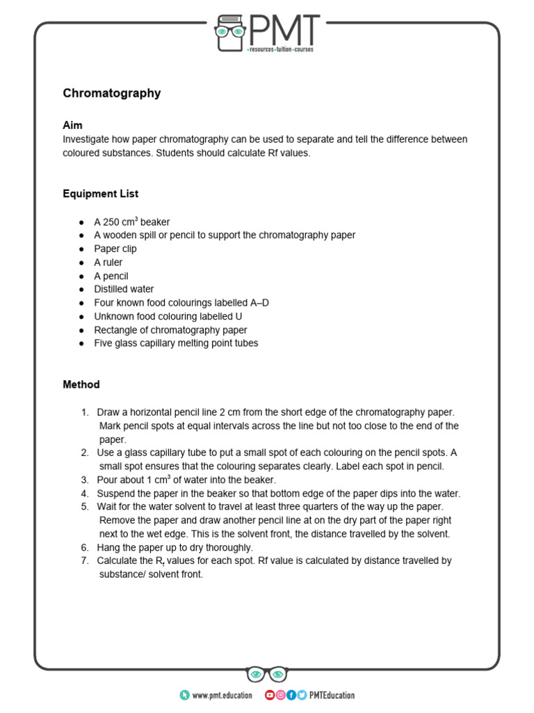 Paper Chromatography Experiment Guide | PDF