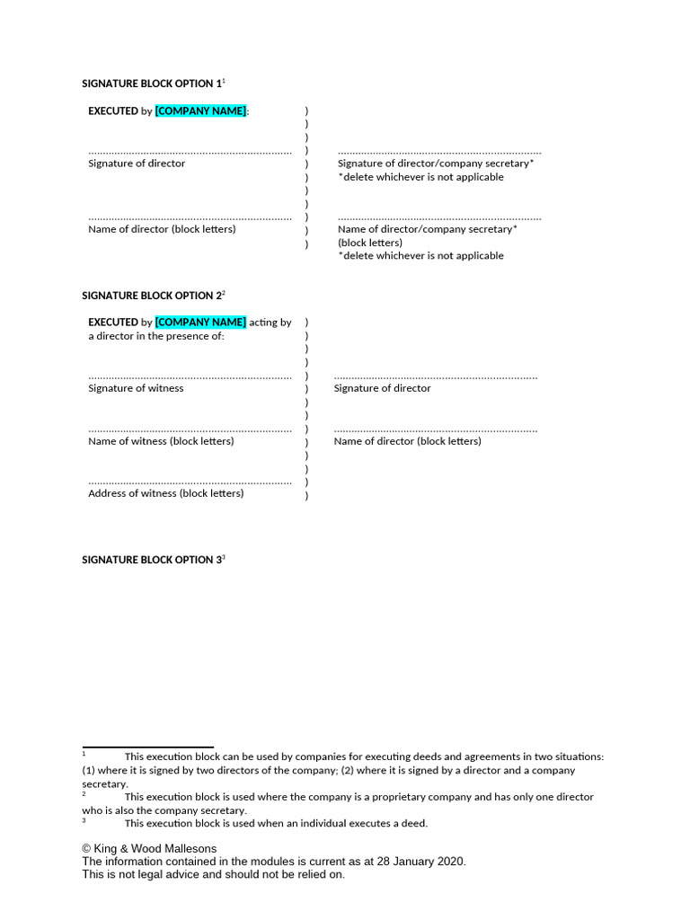 Intro Program, Module 1, Resource - Signing Blocks | PDF | Civil Law ...