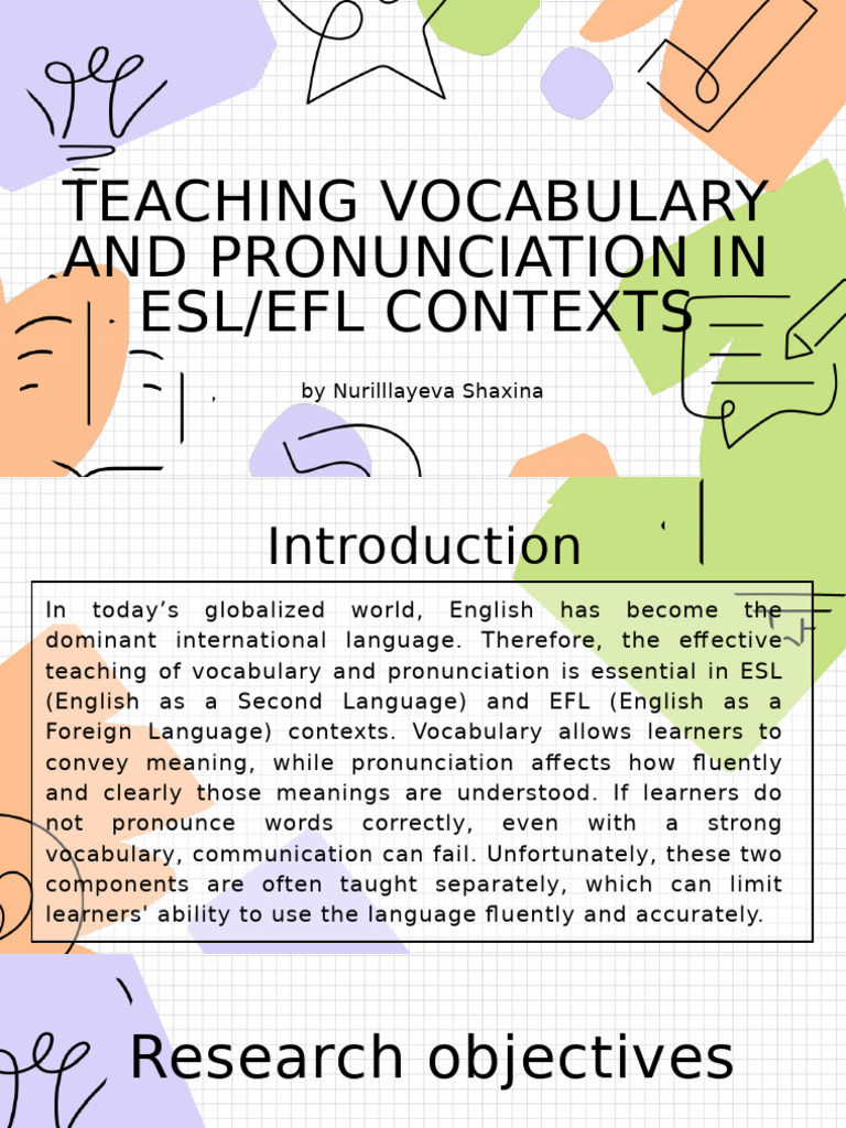 Teaching Vocabulary and Pronunciation in ESLEFL Contexts | PDF ...