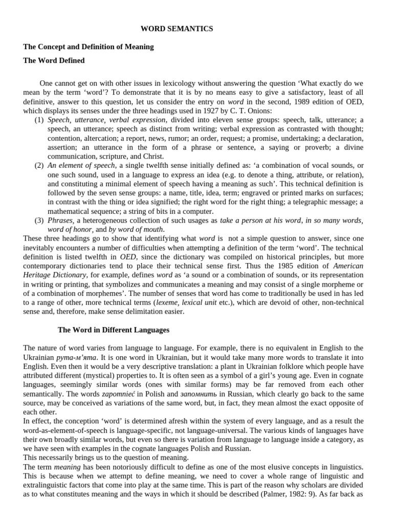 Understanding Word Semantics | PDF | Semantics | Word