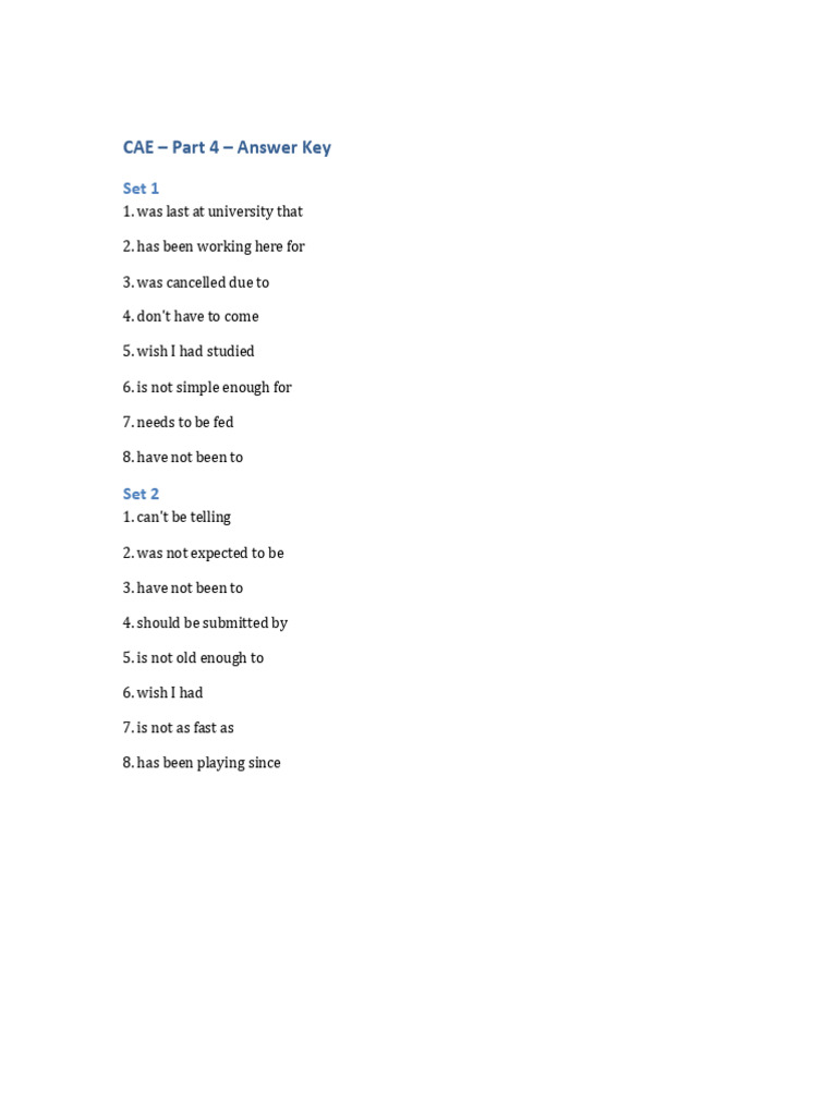 CAE Part4 AnswerKey | PDF