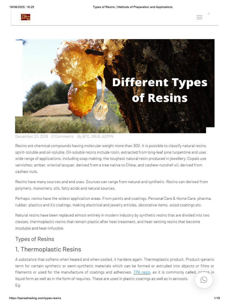 Overview of Resin Types and Uses | PDF | Epoxy | Polymerization