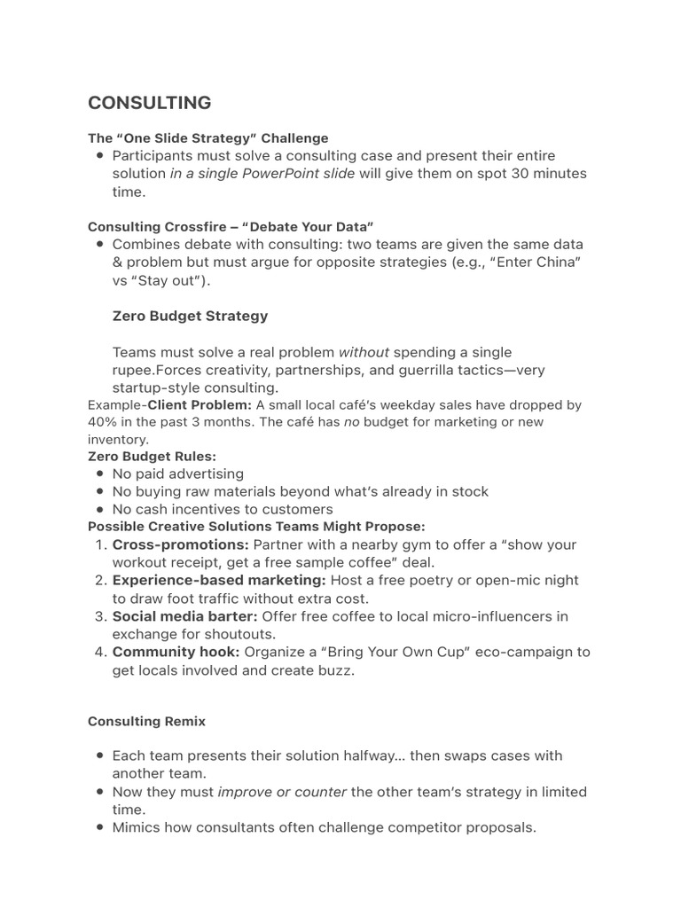 Innovative Consulting Challenge Strategies | PDF