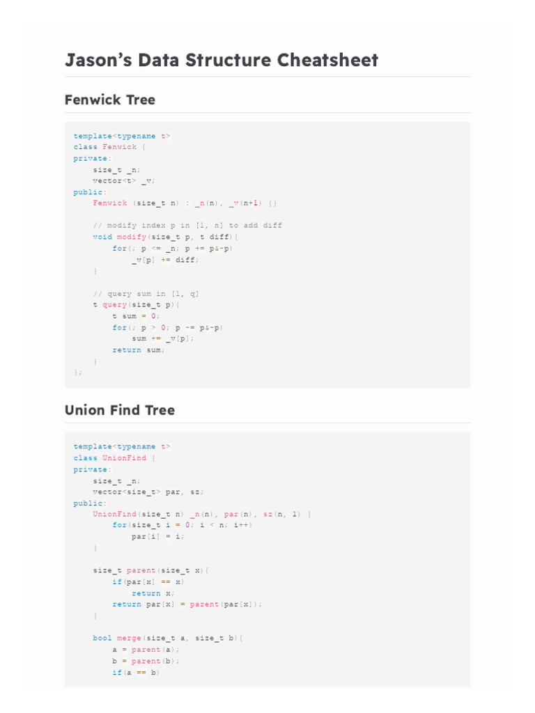 Data Structures: Fenwick & Union Find | PDF | Computer Programming