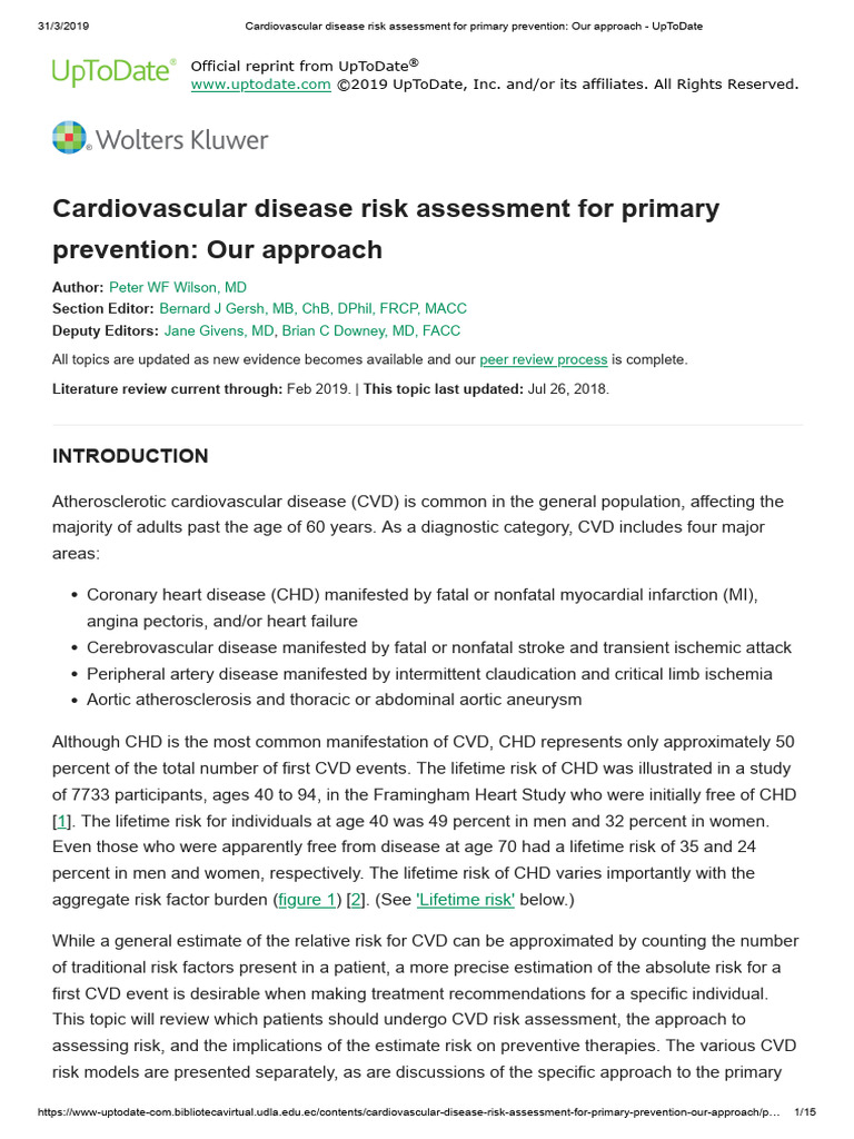 CVD Risk Assessment for Prevention | PDF | Cardiovascular Diseases ...