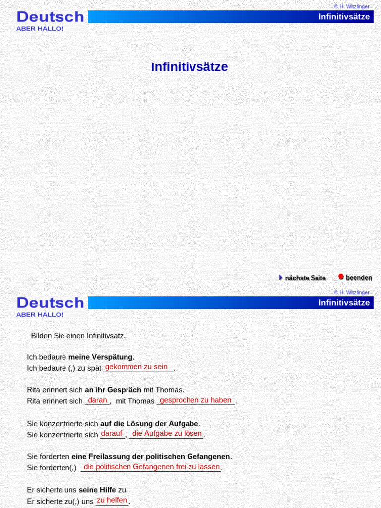 Ms Ueb Infinitivsaetze | PDF