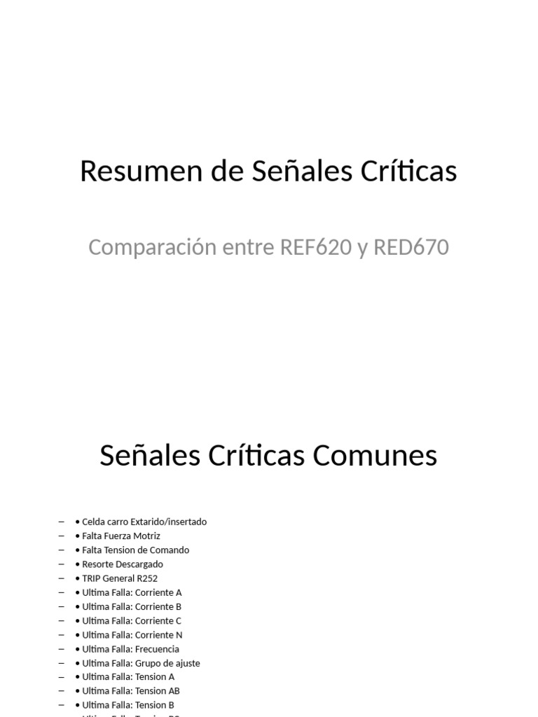 Resumen Senales Criticas REF620 Vs RED670 | PDF