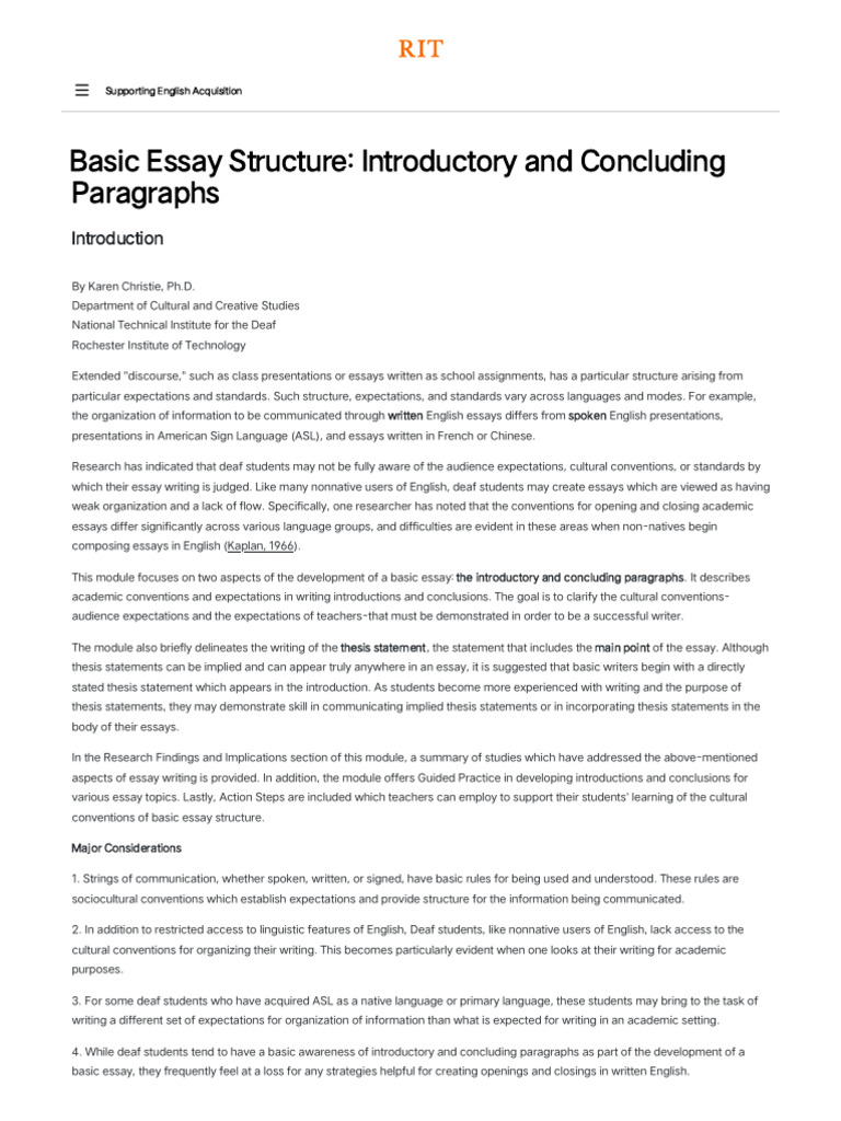 Essay Writing for Deaf Students | PDF | Essays | Human Communication