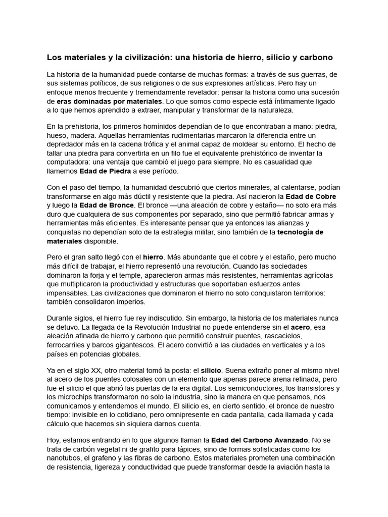 Los Materiales y La Civilización - Una Historia de Hierro, Silicio y ...