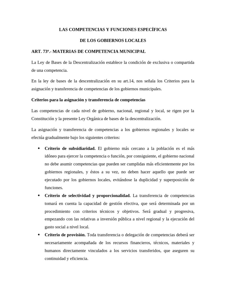 Funciones de los Gobiernos Locales | PDF | Infraestructura | Gobierno local
