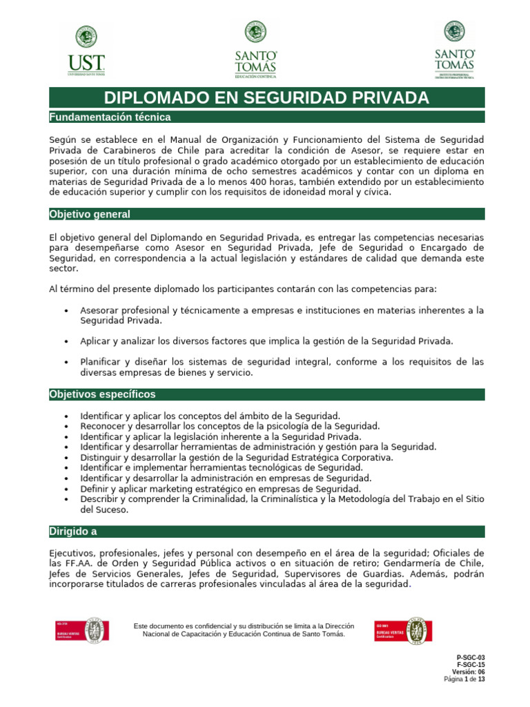 Diplomado en Seguridad Privada Chile | PDF | La seguridad informática ...