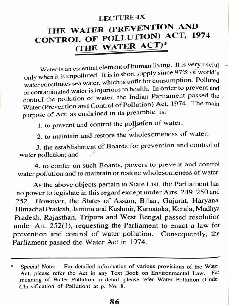 Water (Prevention & Control) Act 1974 | PDF | Aquatic Ecology | Earth ...