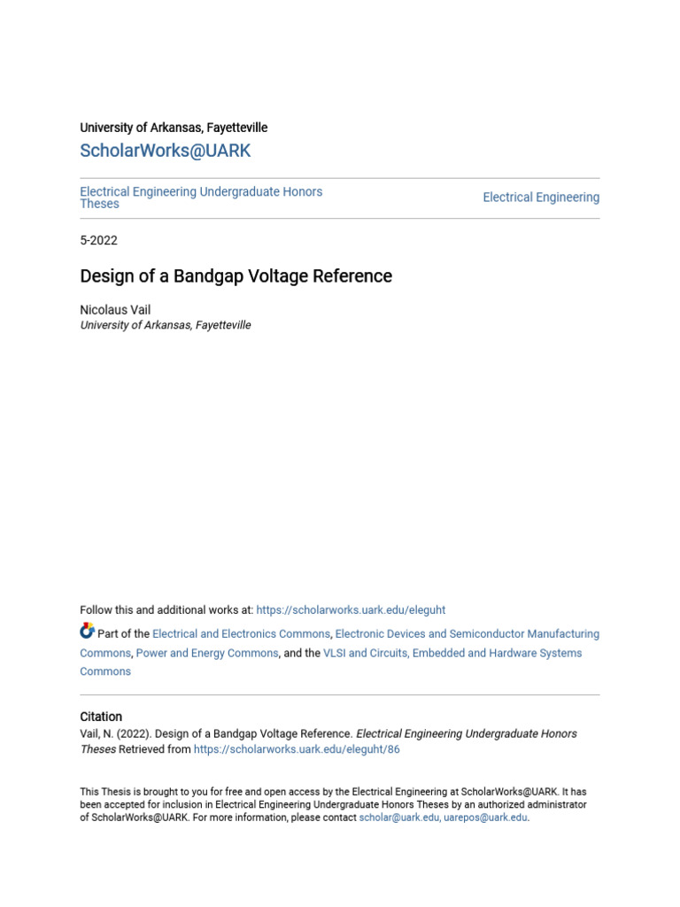 Design of A Bandgap Voltage Reference | PDF | Amplifier | Electronic ...