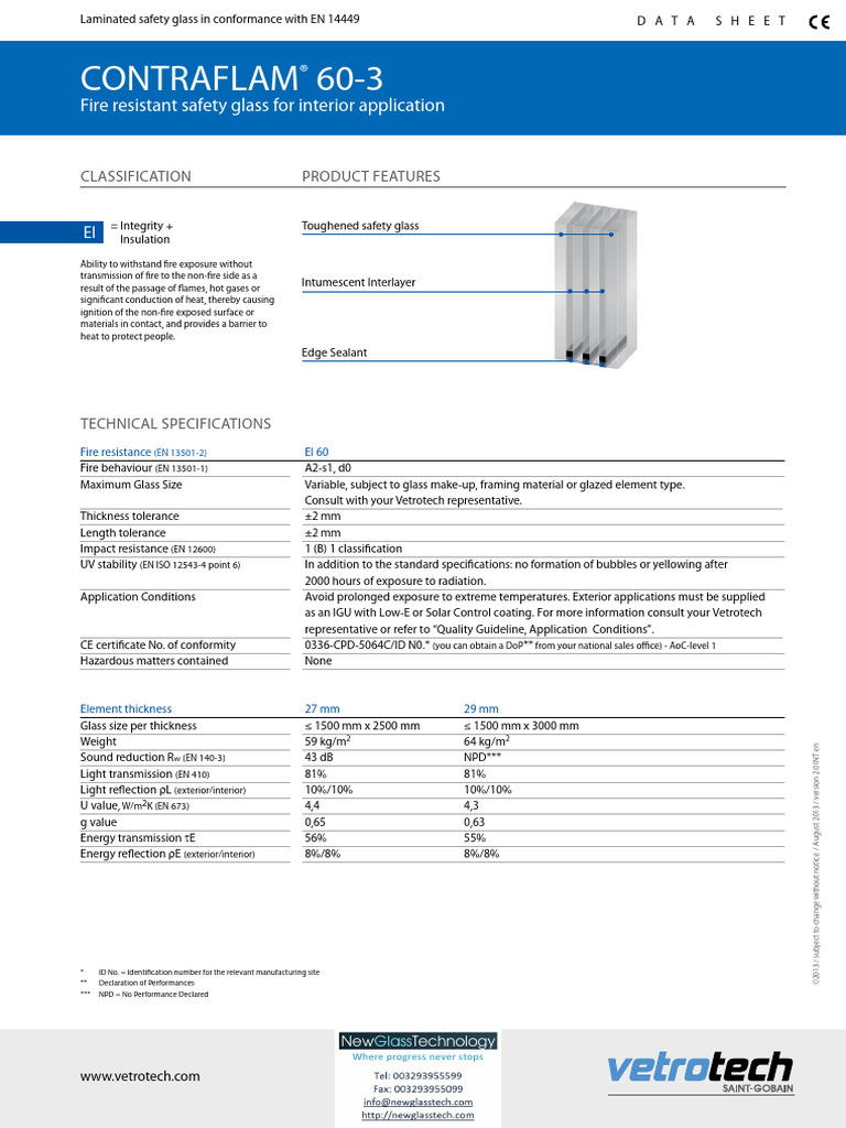ContraFlam 60-3 Fire Resistant Glass | PDF | Glasses | Materials
