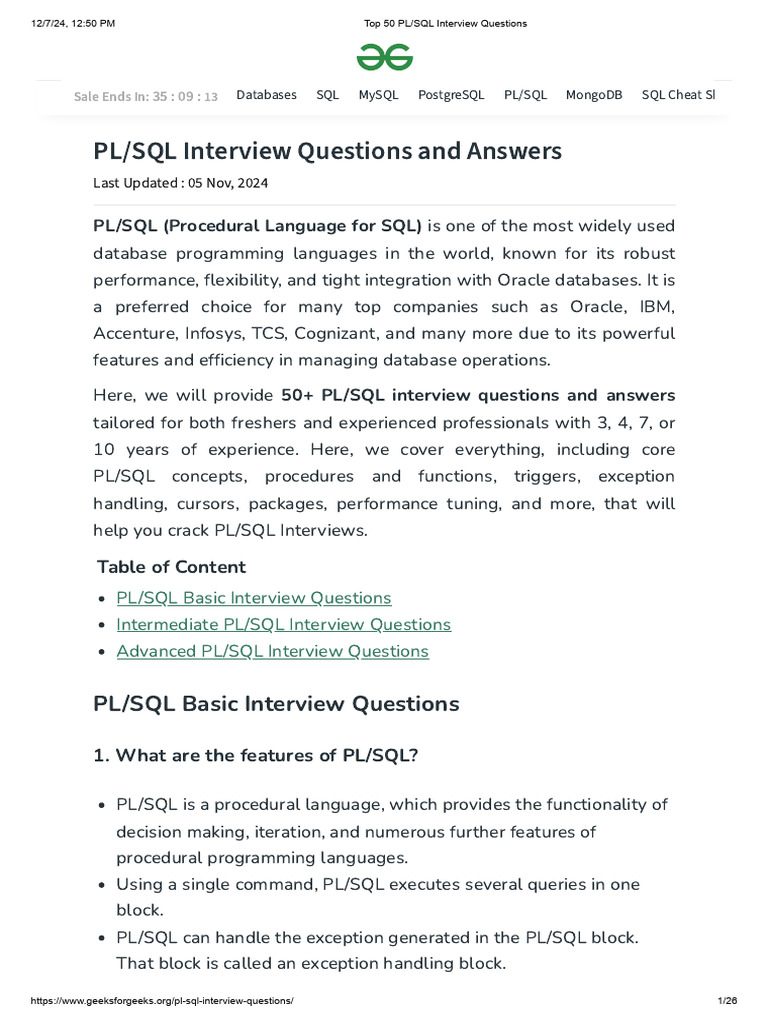 PL/SQL Interview Questions & Answers | PDF | Pl/Sql | Parameter ...