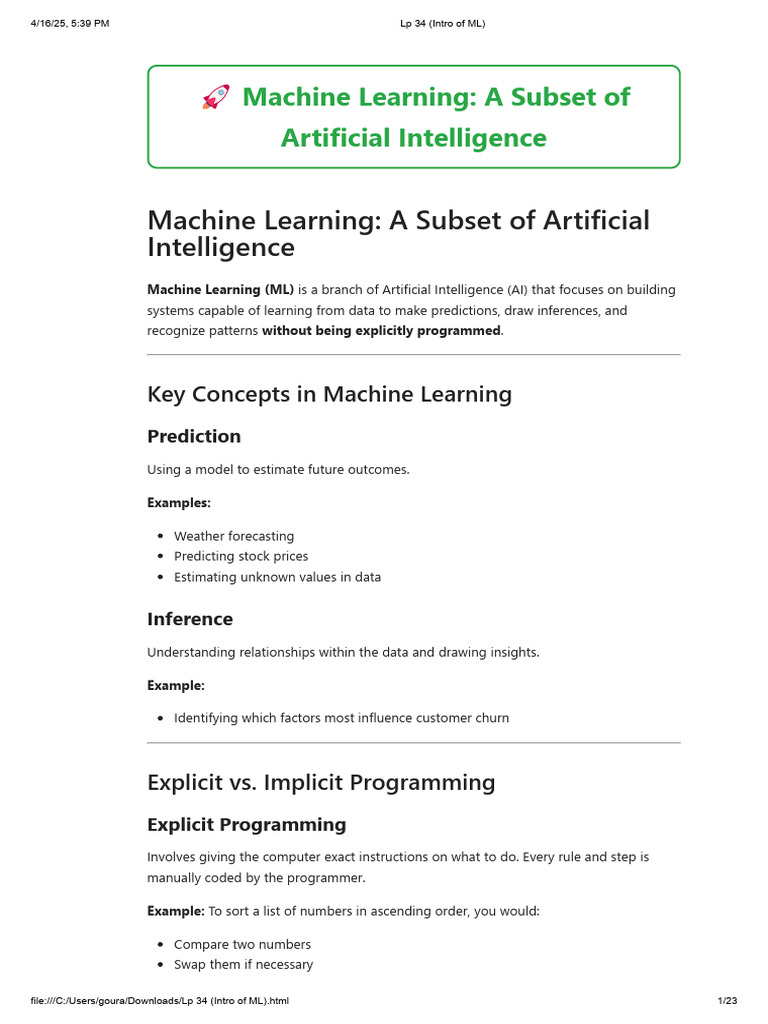 Machine Learning Basics and Lifecycle | PDF | Machine Learning | Matrix ...