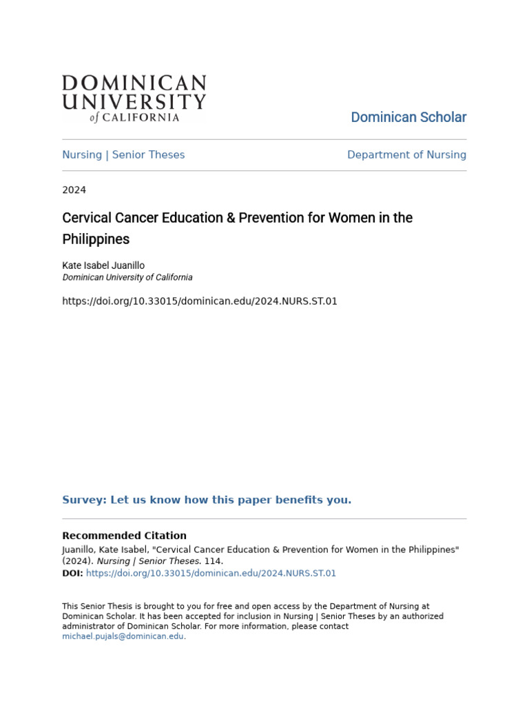 Cervical Cancer Education & Prevention For Women in The Philippin | PDF ...