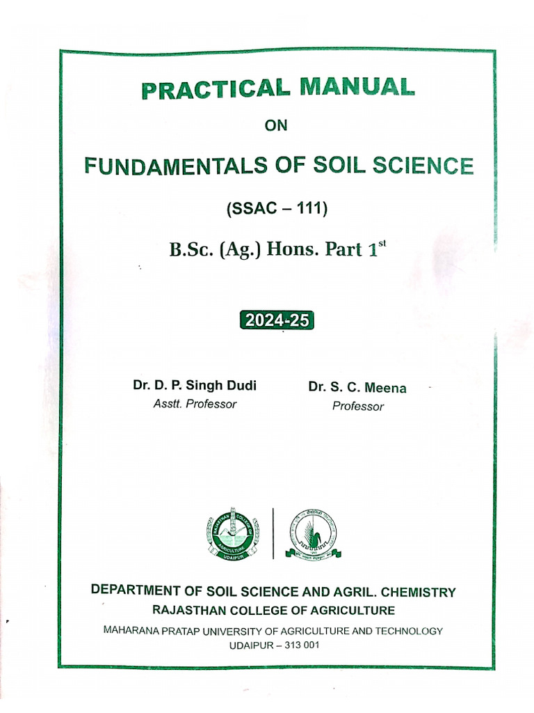 Fundamentals of Soil Science SSAC111 BSC Ag 1st Yr 1st Sem | PDF
