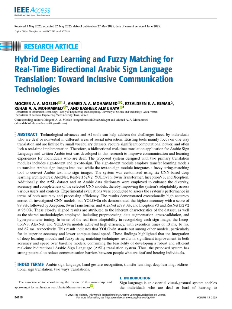 Hybrid Deep Learning for Arabic Sign Language | PDF | Deep Learning ...