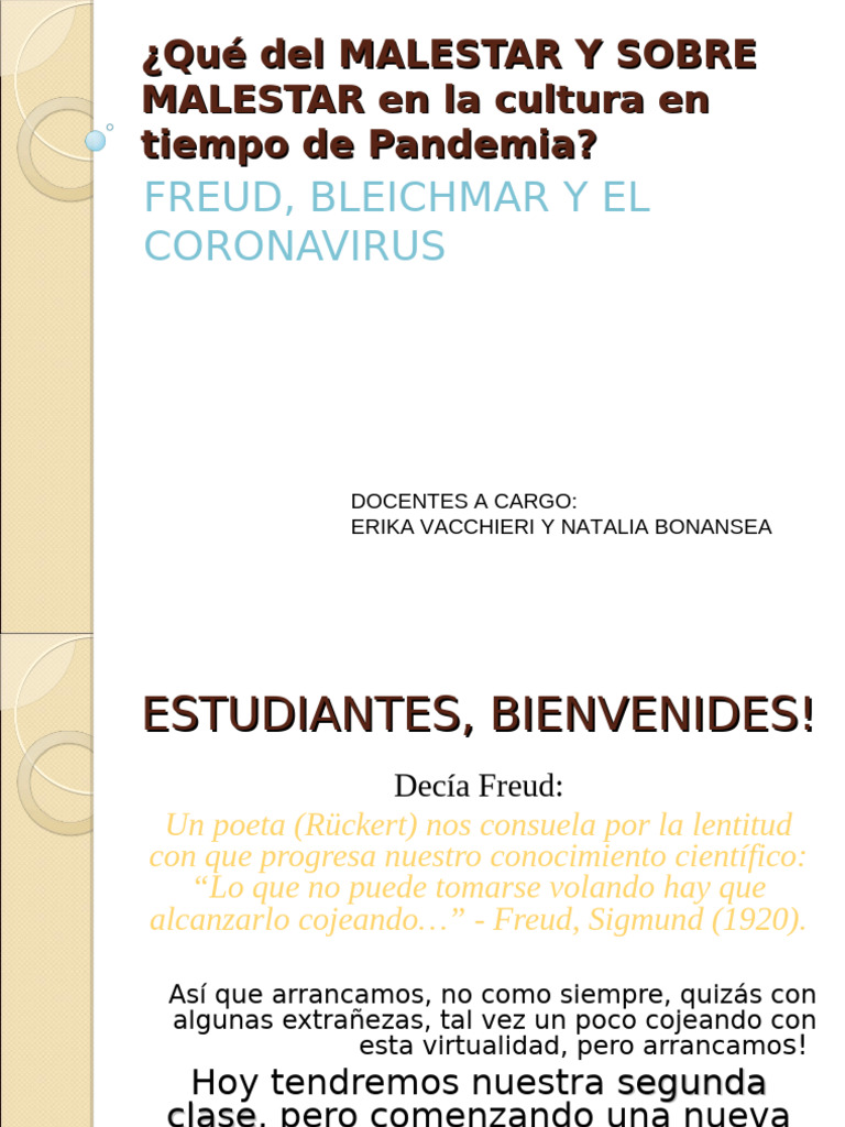 Clase Malestar en La Cultura y Malestar Sobrante | PDF | Psicoanálisis ...