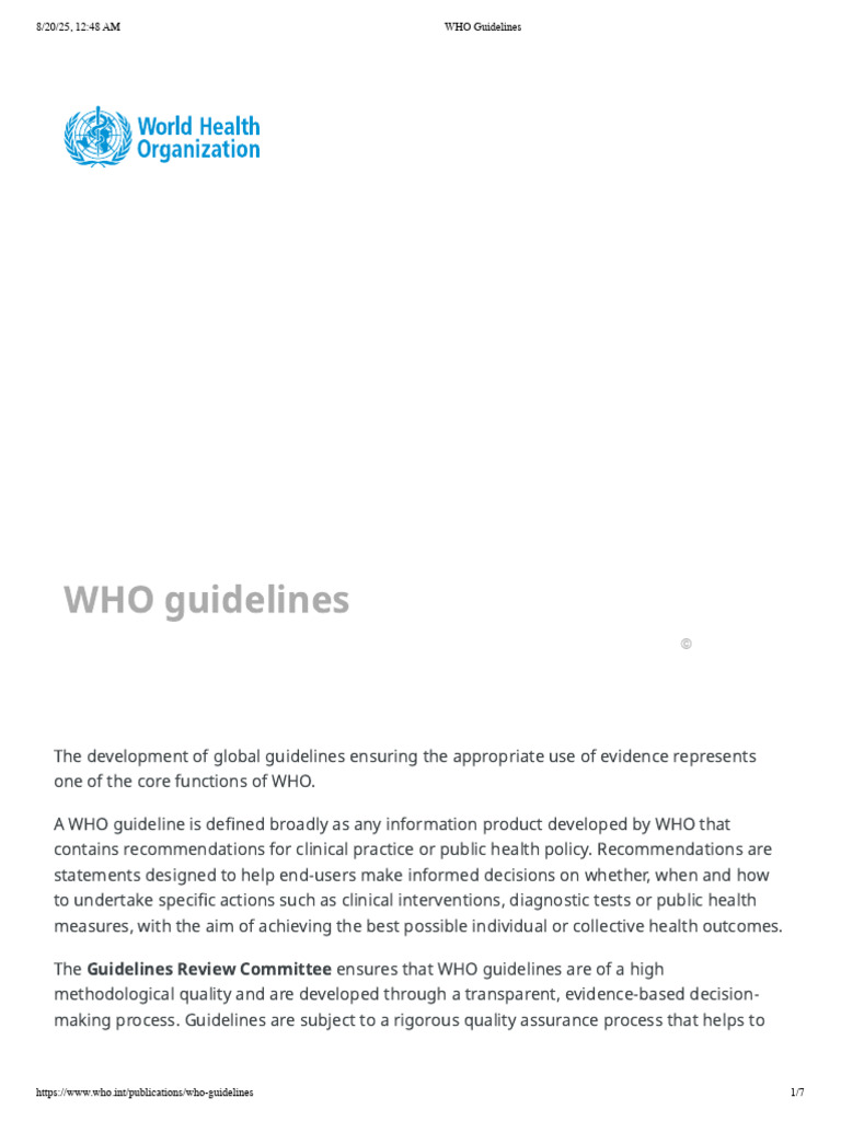 WHO Clinical Guidelines Overview | PDF | World Health Organization ...