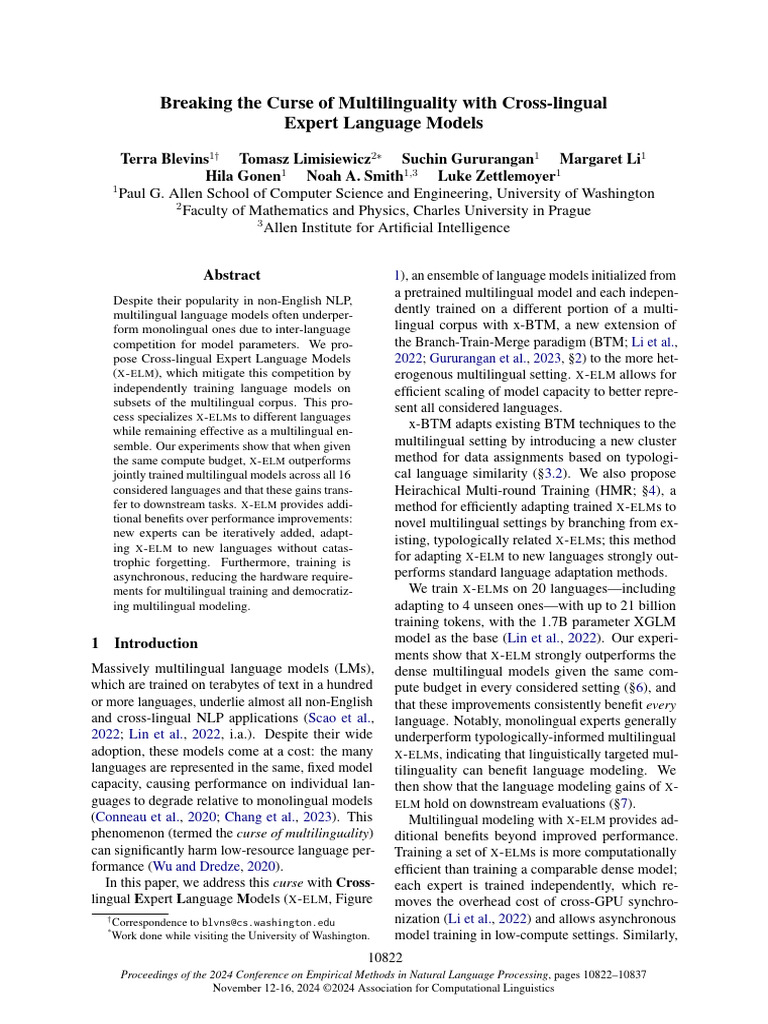 Breaking the Curse of Multilinguality | PDF | Cluster Analysis | Learning