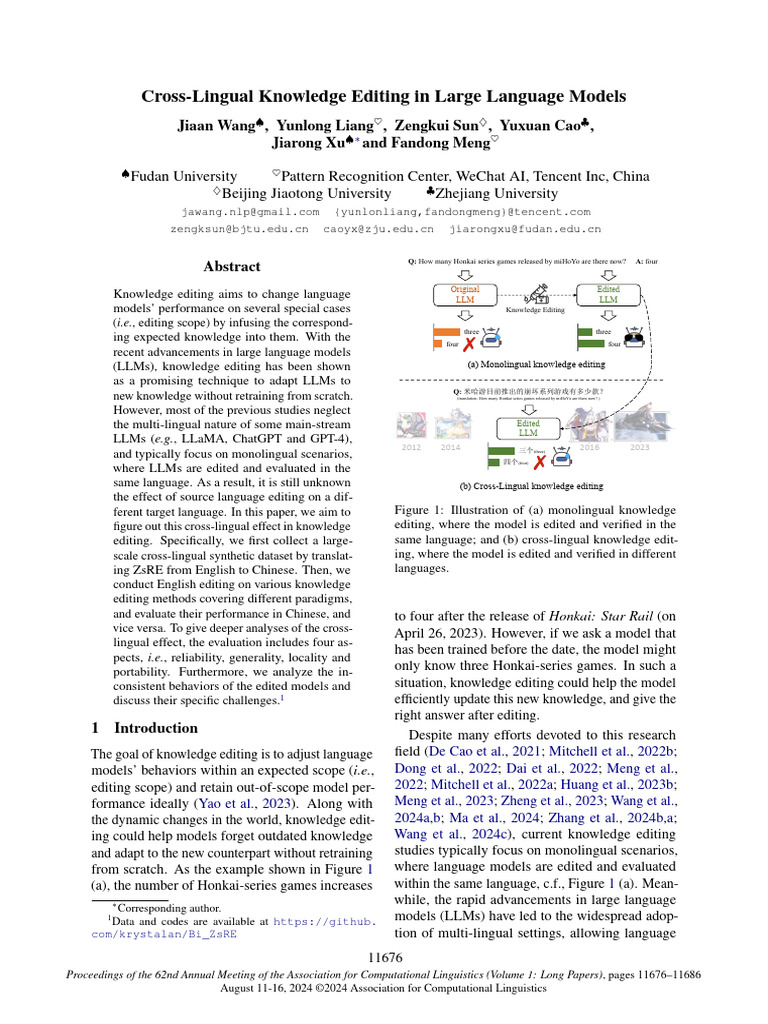 Cross-Lingual Knowledge Editing in LLMs | PDF | Sampling (Statistics ...