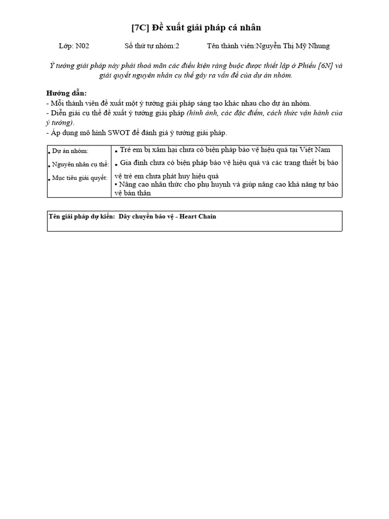 (7C) Đề xuất giải pháp cá nhân | PDF