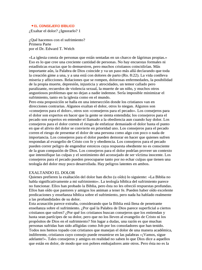Exaltar El Dolor 1 | PDF | Sufrimiento | Perdón