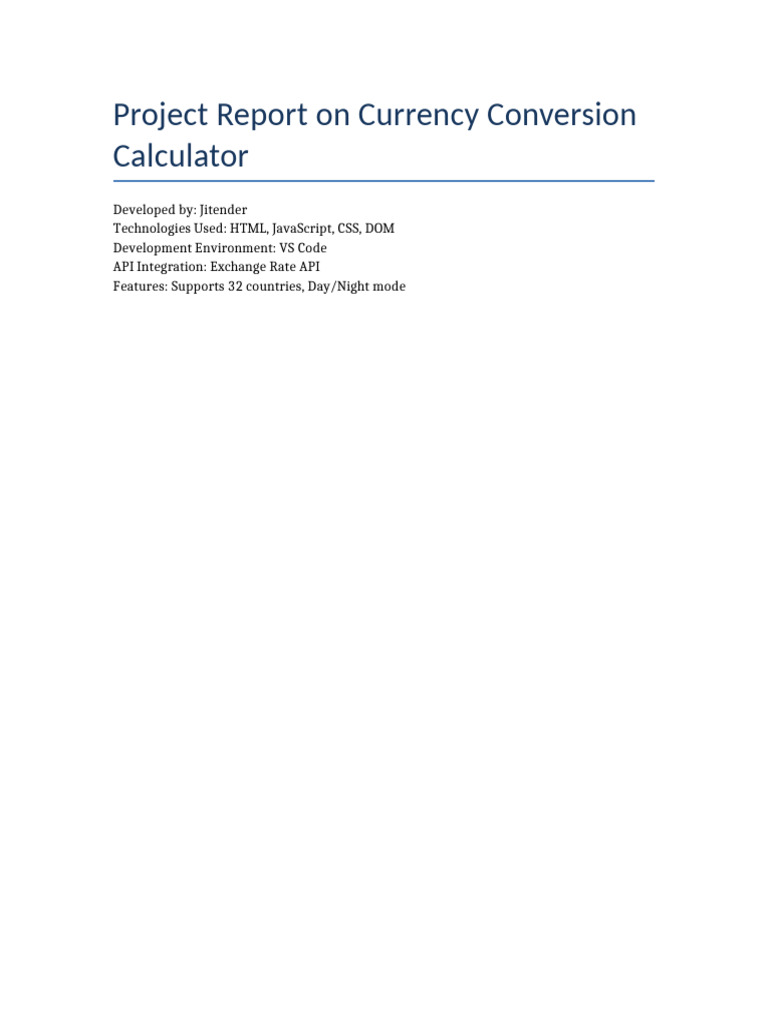 Real-Time Currency Converter Tool | PDF | Java Script | Document Object ...