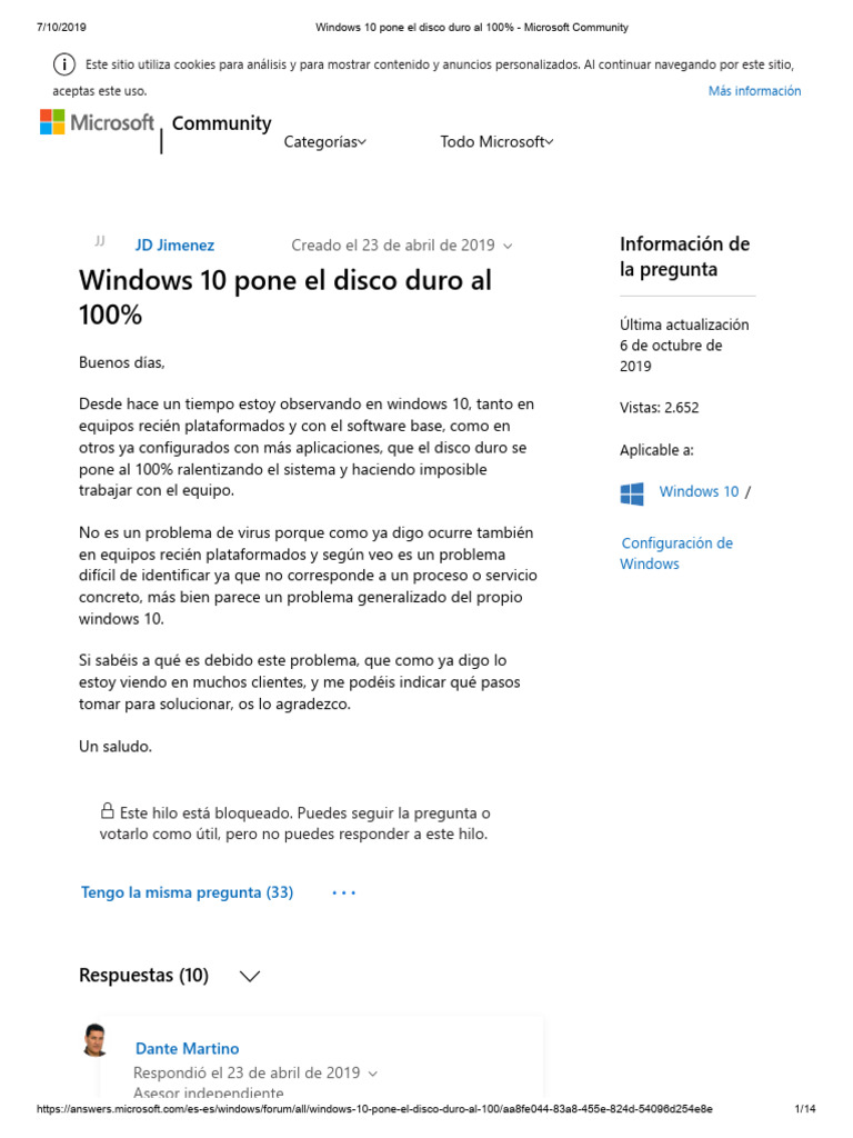 Windows 10 pone disco duro100% | PDF | Windows 10 | Microsoft Windows