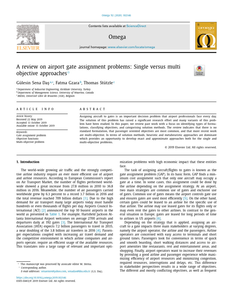 A Review On Airport Gate Assignment Problems Single Versus Multi | PDF ...