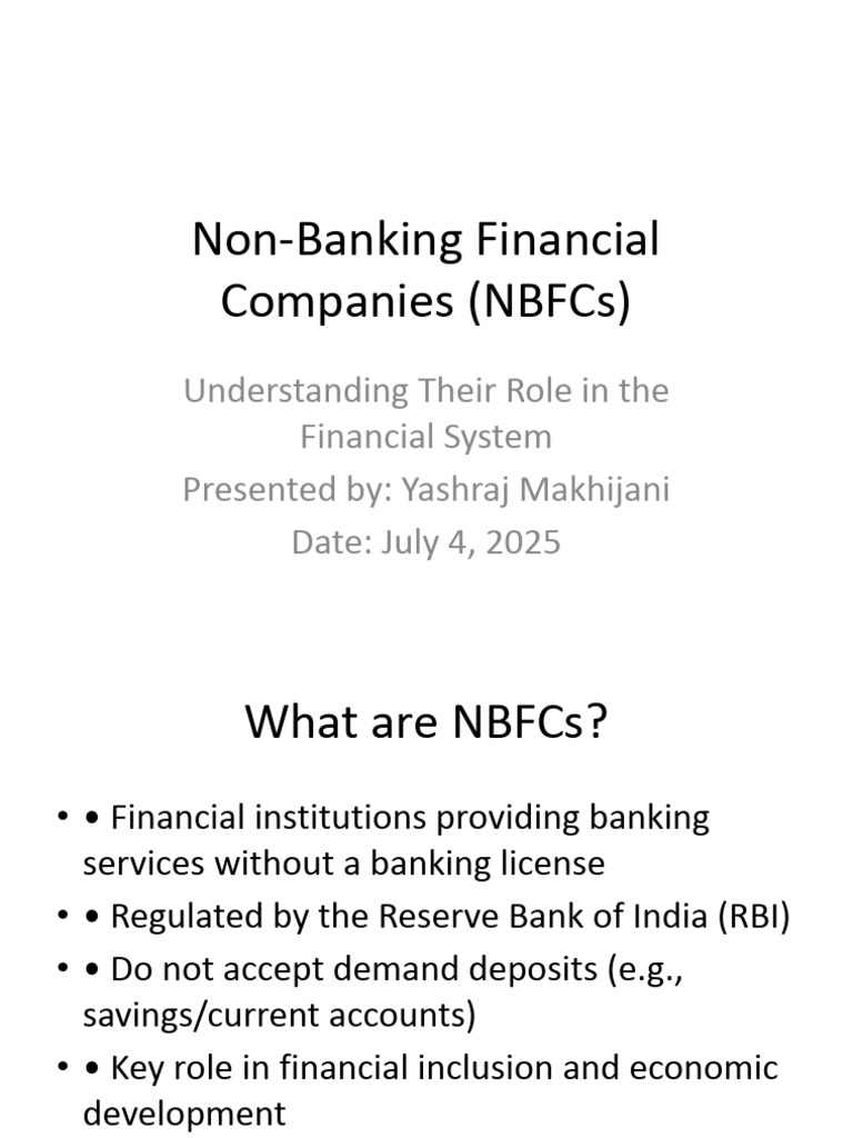 Role of NBFCs in India's Finance System | PDF