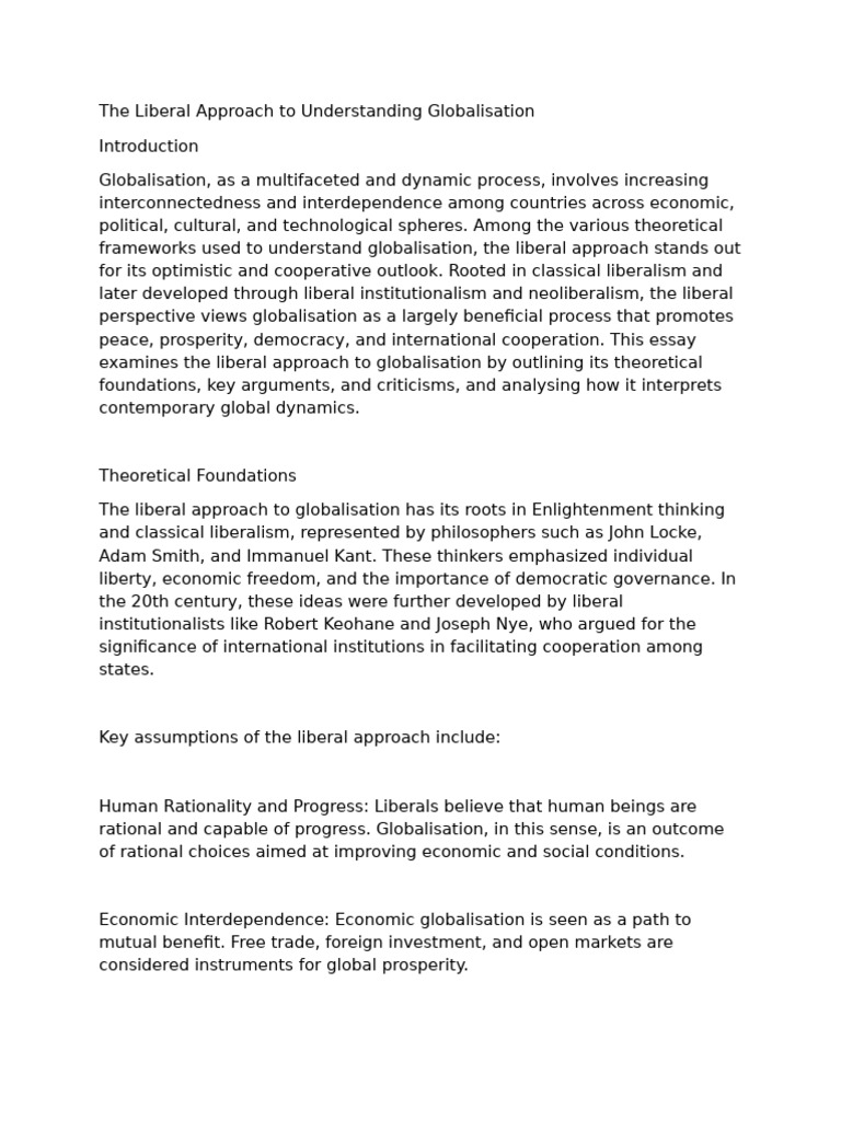 Politics of Globalisation | PDF | Globalization | Liberalism