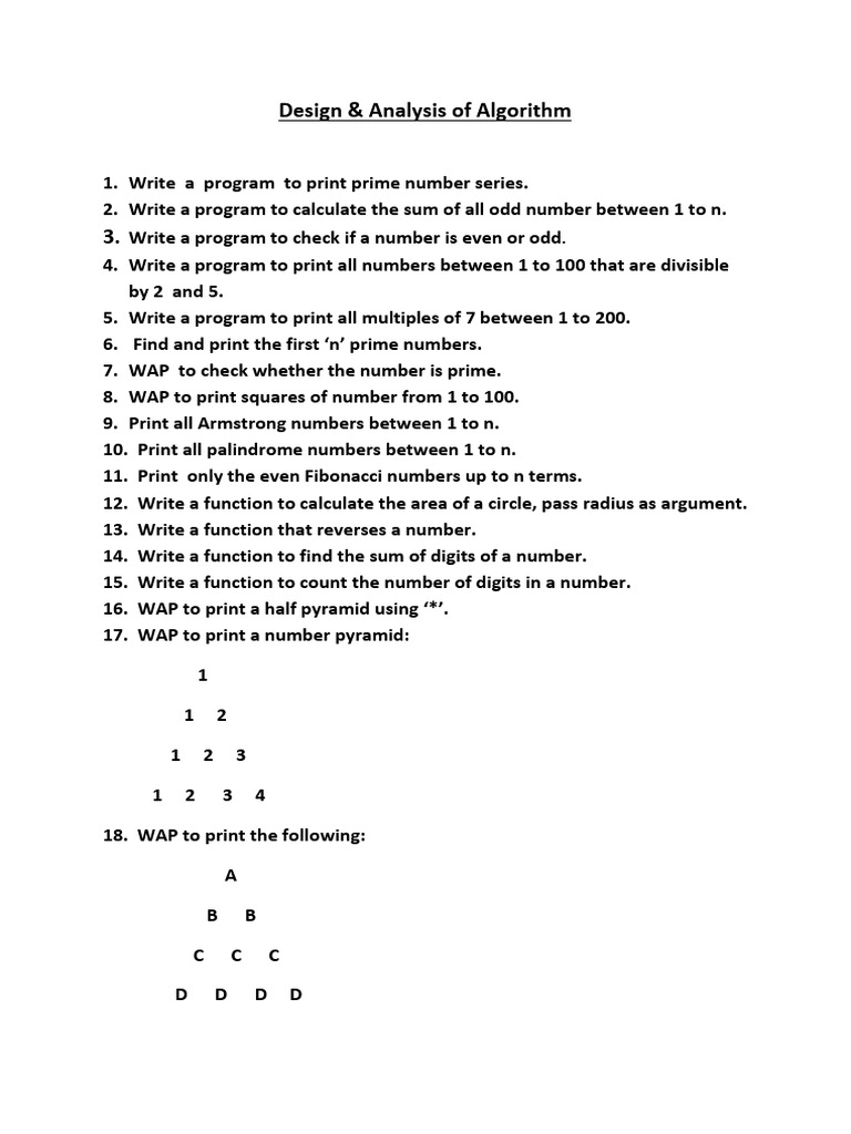 Algorithm Design and Programming Tasks | PDF