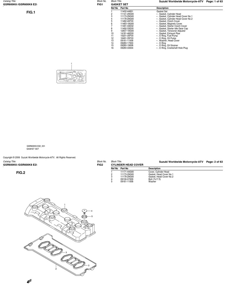 Suzuki GSR600 Parts Catalog | PDF | Rotating Machines | Machines