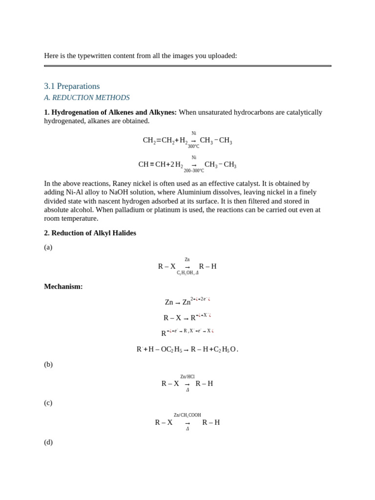 Alkane Preparation and Reactions Guide | PDF | Alkane | Ether