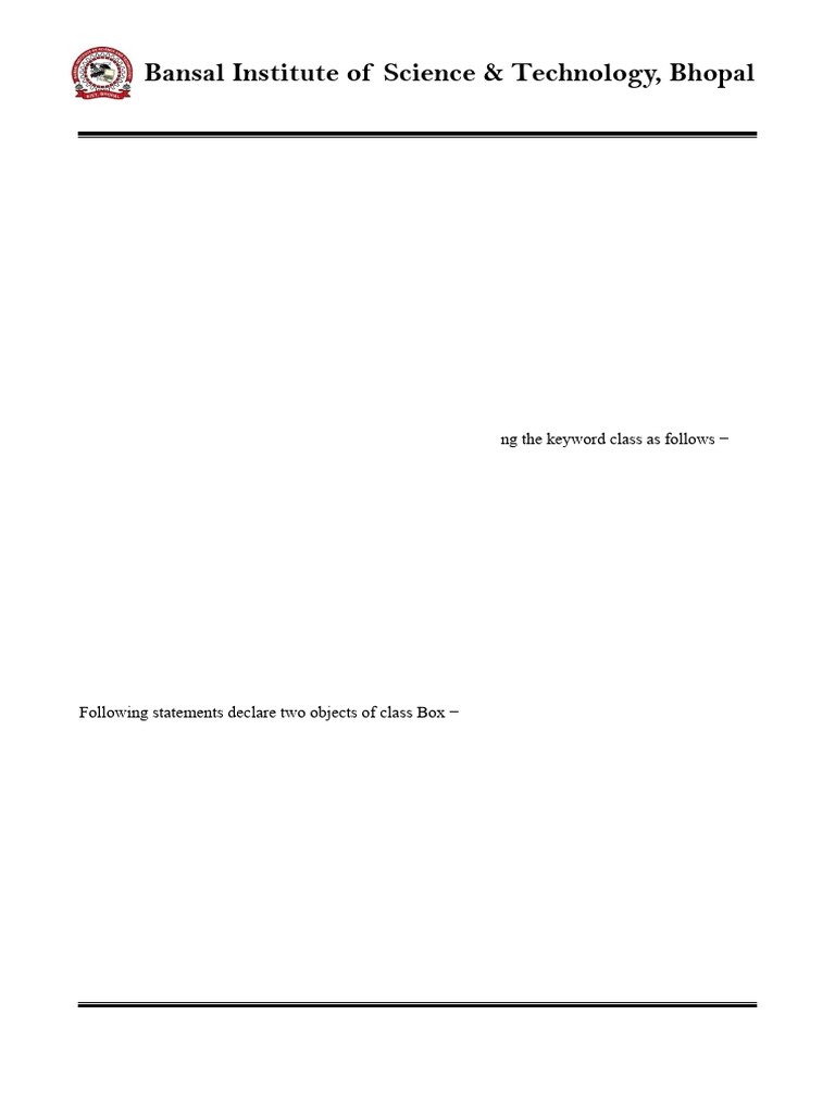 C++ Class and Object Implementation | PDF | Class (Computer Programming ...
