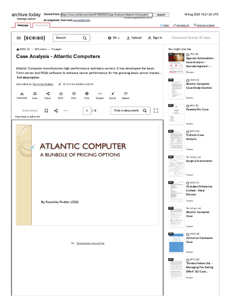 Atlantic Computer Pricing Strategy Analysis | PDF | Pricing | Computing
