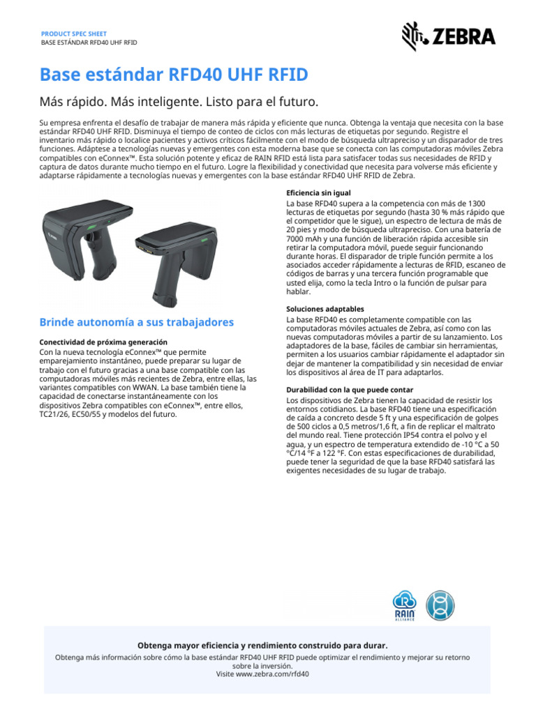 Rfd40 Spec Sheet Es La | PDF | Identificación de frecuencia de radio | USB