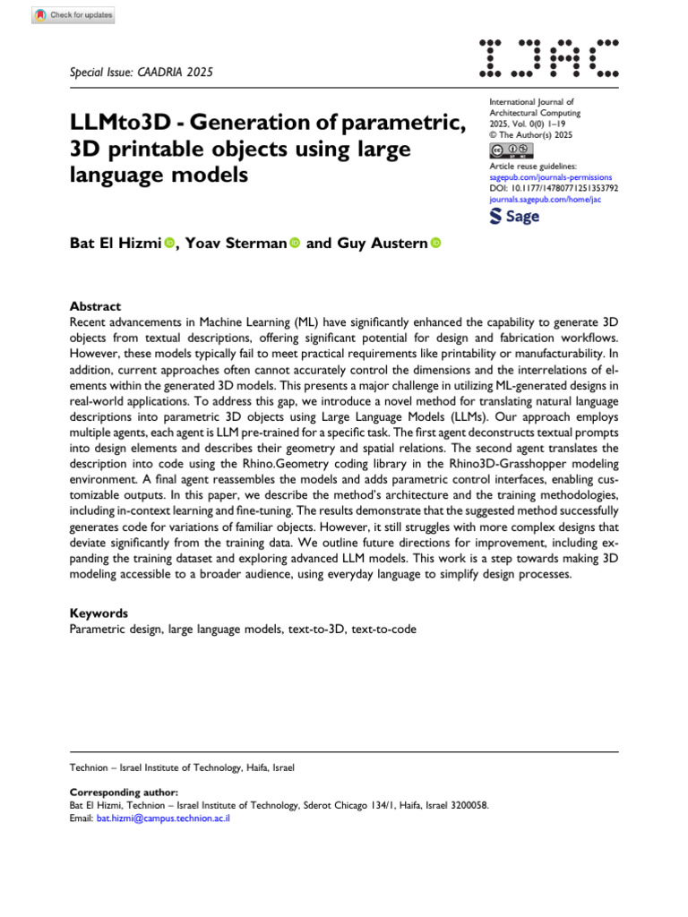 LLMs for Parametric 3D Object Generation | PDF | 3 D Computer Graphics ...