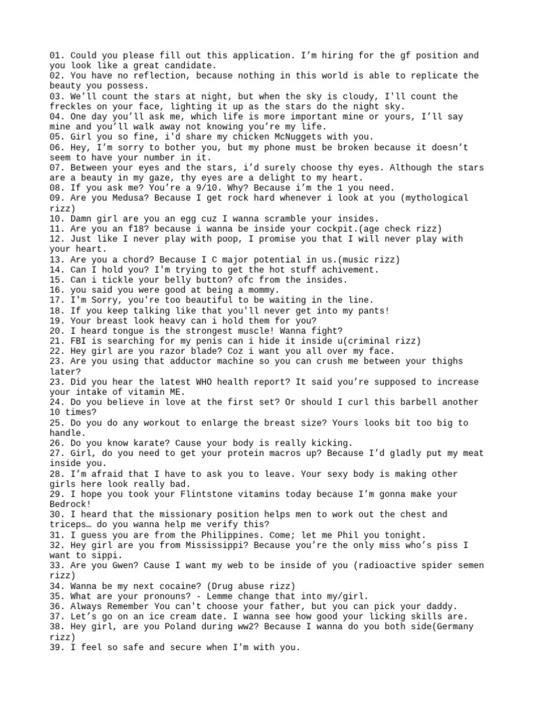 Mississippi Rizz Lines for Flirting | PDF
