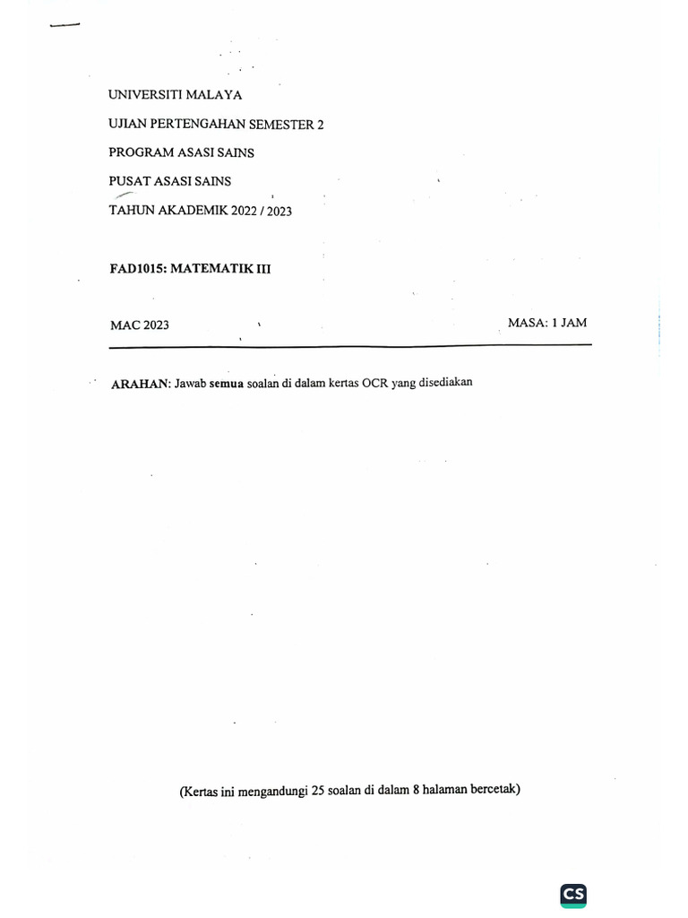 2223 Midsem 2 Mathematics III | PDF