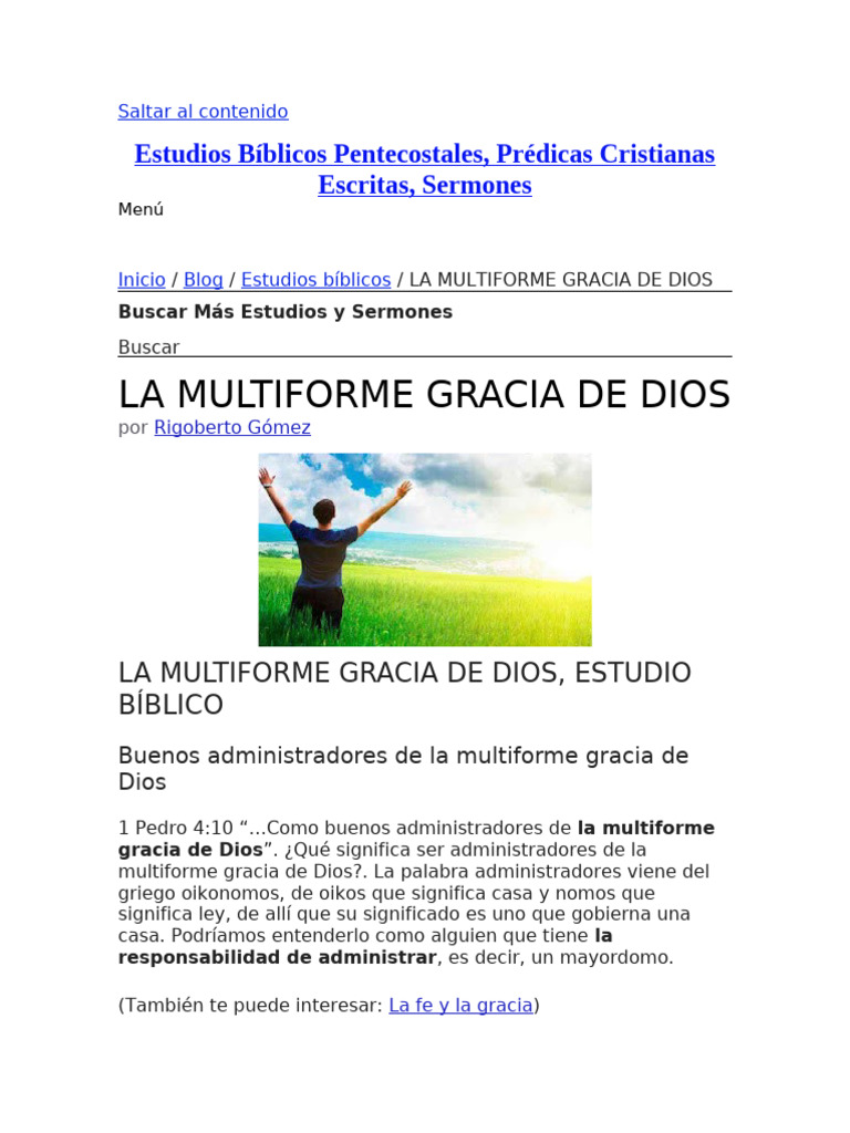 La Multiforme Gracia de Dios | PDF | Gracia en el cristianismo ...