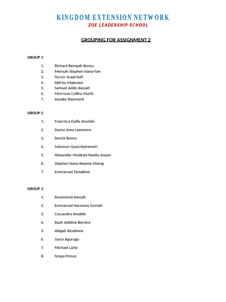 Grouping For Assignment 2 | PDF