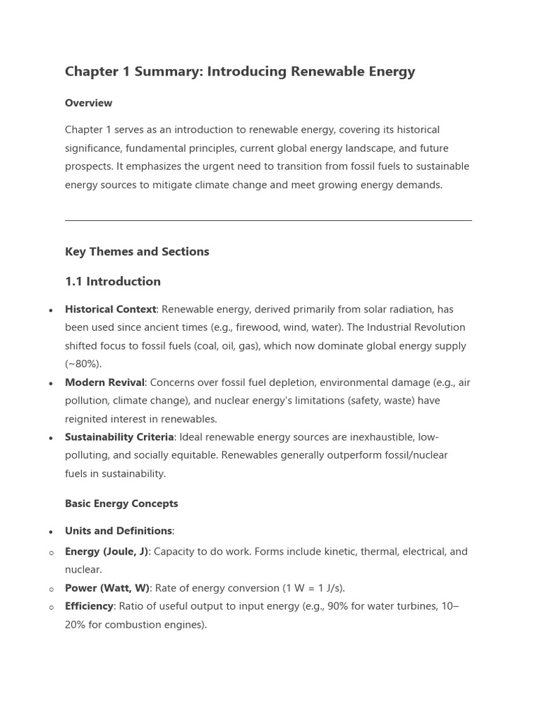 Introduction to Renewable Energy Concepts | PDF | Renewable Energy ...